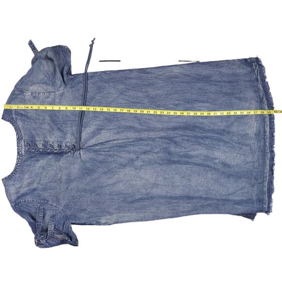 John Mark Chambray Shift Dress Blue Large Short Sleeve - Picture 3 of 5